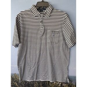 Ralph Lauren Polo Shirt Men M Blue Striped  Henley Casual Preppy Pocket